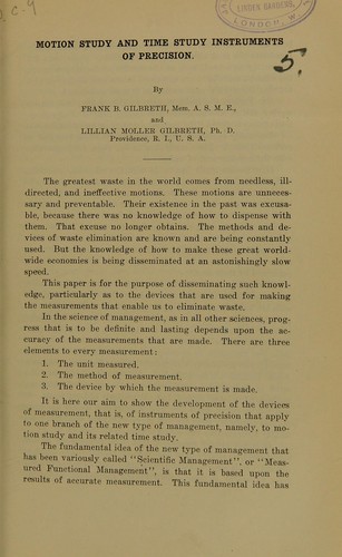 Motion study and time study instruments of precision