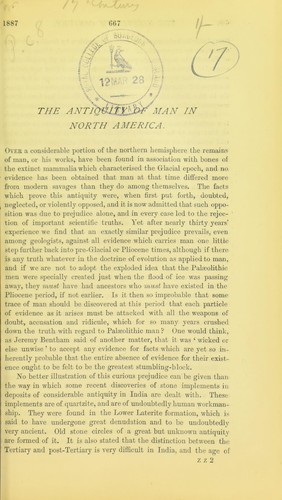 The antiquity of man in North America