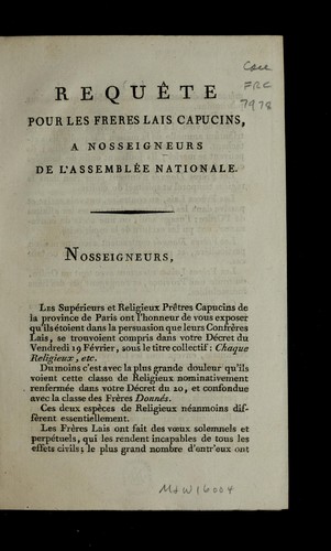 Reque te pour les freres lais Capucins