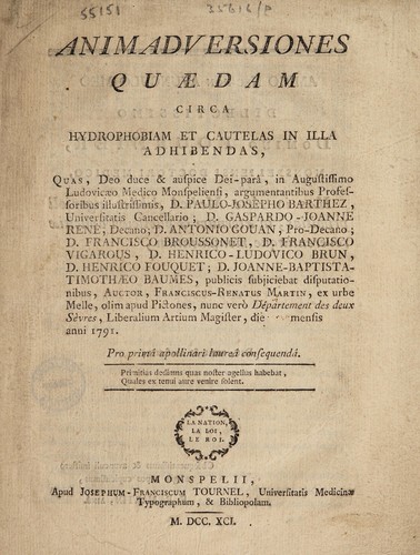 Animadversiones quaedam circa hydrophobiam et cautelas in illa adhibendas