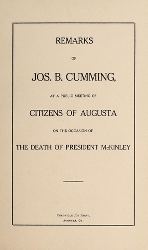 Remarks of Jos. B. Cumming