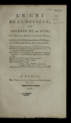 Le cri de la douleur, ou, Journe e du 20 juin