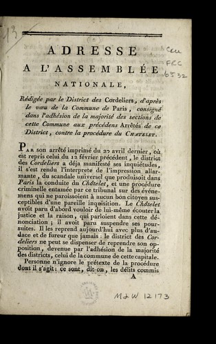 Adresse a l'Assemble e nationale