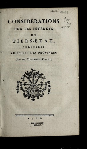 Conside rations sur les inte re ts du Tiers-E tat