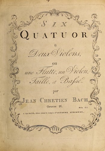 Six quartuor a deux violons, ou une flutte, un violon, taille et basse, oeuvre IX