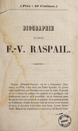 Biographie du citoyen F.-V. Raspail