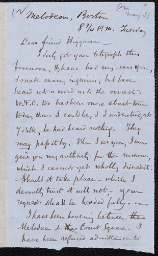 [Letter to] Dear friend Higginson