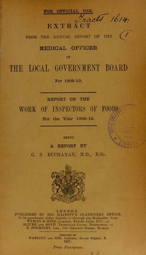 Report on the work of inspectors of foods for the year 1909-10
