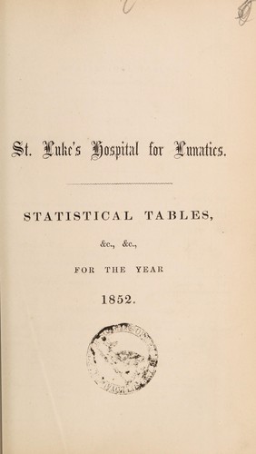 Statistical tables, &c., &c., for the year 1852
