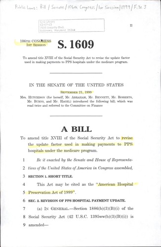 A bill to amend title XVIII of the Social Security Act to revise the update factor used in making payments to PPS hospitals under the Medicare program