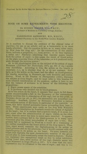 Note on some experiments with ergotine