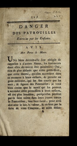 Danger des patrouilles exerce es par les enfants