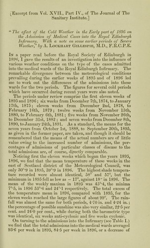 The effect of the cold weather in the early part of 1895 on the admission of medical cases into the Royal Edinburgh Infirmary.  With a note on some earlier periods of severe weather