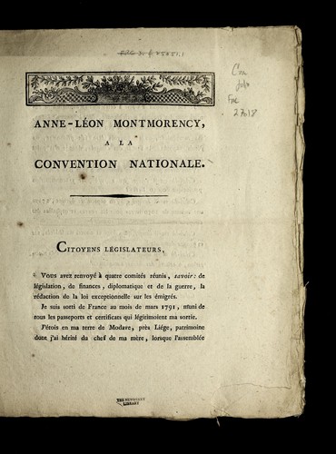 Anne-Le on Montmorency, a la Convention nationale