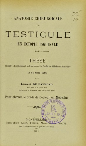 Anatomie chirurgicale du testicule en ectopie inguinale