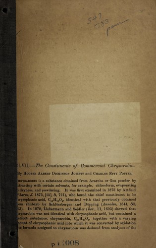 The constituents of commercial chrysarobin