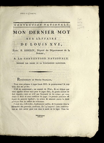Mon dernier mot sur l'affaire de Louis XVI