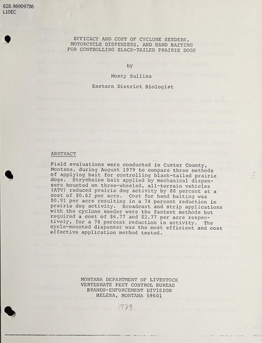Efficacy and cost of cyclone seeders, motorcycle dispensers, and hand baiting for controlling black-tailed prairie dogs