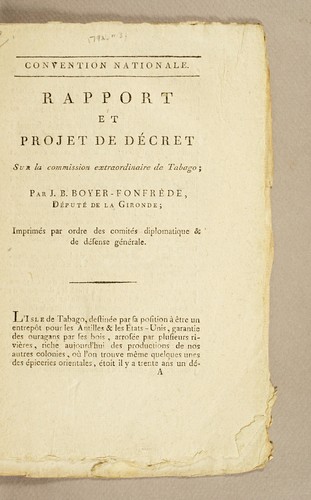 Rapport et projet de décret sur la commission extraordinaire de Tabago [sic]