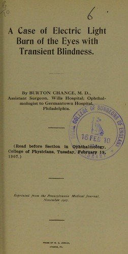 A case of electric light burn of the eyes with transient blindness