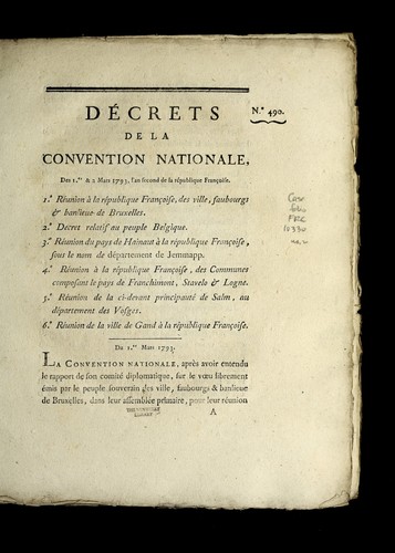De crets de la Convention nationale, des 1er. & 2 mars 1793, l'an second de la Re publique franc ʹoise
