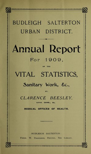 [Report 1909] Medical Officer of Health, Budleigh Salterton U.D.C.