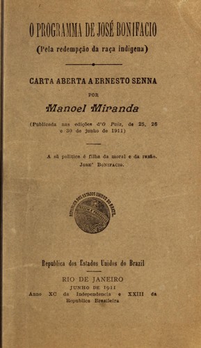 O programma de Jose  Bonifacio