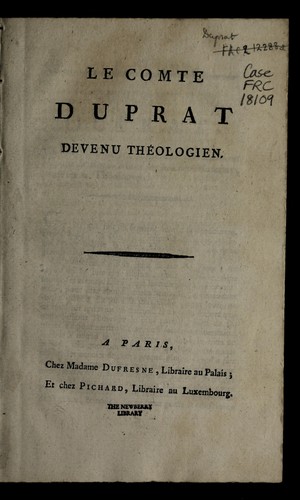 Le comte Duprat devenu the ologien