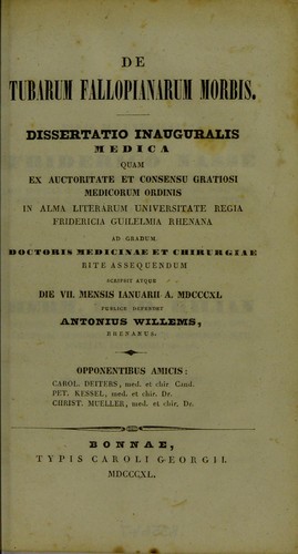 De tubarum fallopianarum morbis. Dissertatio inauguralis medica