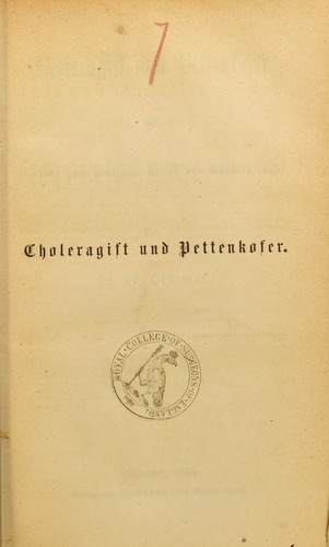 Choleragift und Pettenkofer
