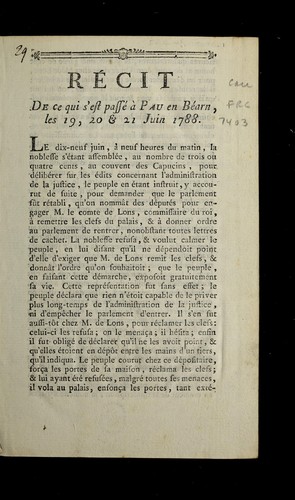 Re cit de ce qui s'est passe  a   Pau en Be arn