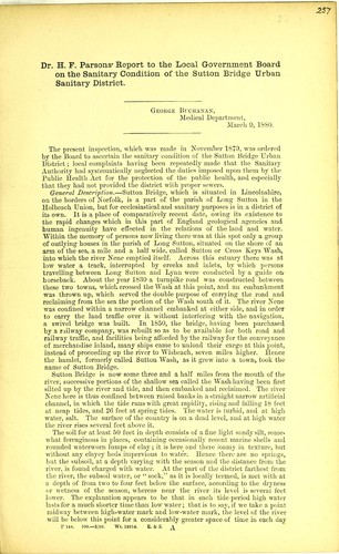 Dr. H. F. Parson's report to the local government board on the sanitary condition of the Sutton bridge urban sanitary district