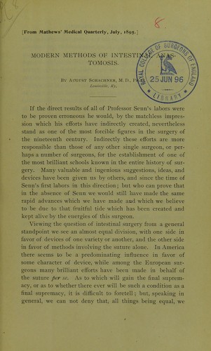 Modern methods of intestinal anastomosis