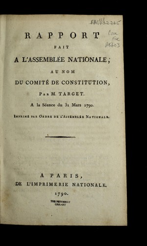 Rapport fait a l'Assemble e nationale au nom du Comite  de Constitution