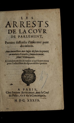 Les arrests de la Covr de Parlement