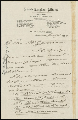 [Letter to] Dear Mr. Garrison