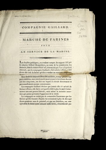 Marche  de farines pour le service de la Marine