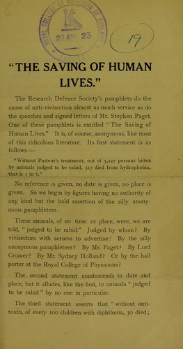 'The saving of human lives'