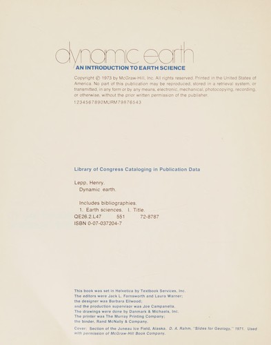 Dynamic earth: an introduction to earth science.