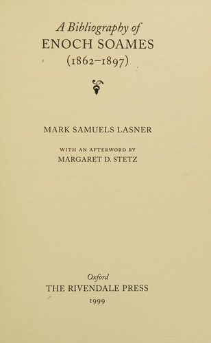 A bibliography of Enoch Soames (1862-1897)