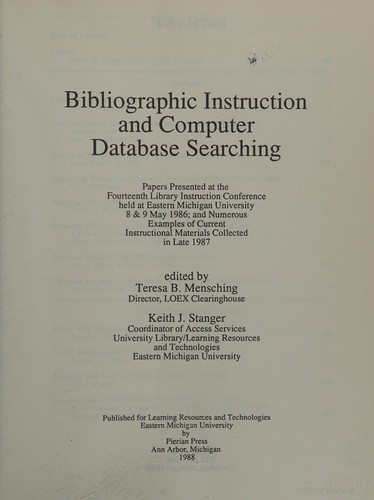 Bibliographic instruction and computer database searching