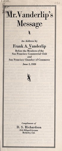 Mr. Vanderlip's message