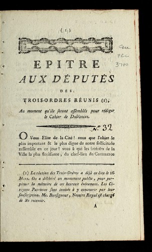 Epitre aux de pute s des trois-ordres re unis