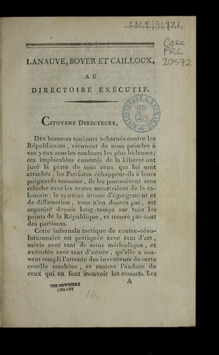 Lanauve, Boyer et Cailloux, au Directoire exe cutif