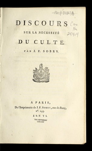 Discours sur la ne cessite  du culte