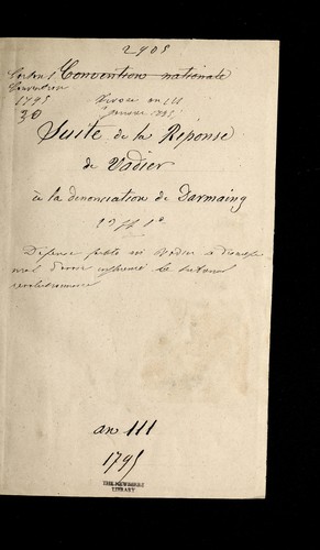 Suite de la re ponse de Vadier a la de nonciation du nomme  Darmaing