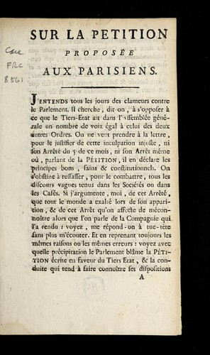 Sur la petition propose e aux Parisiens