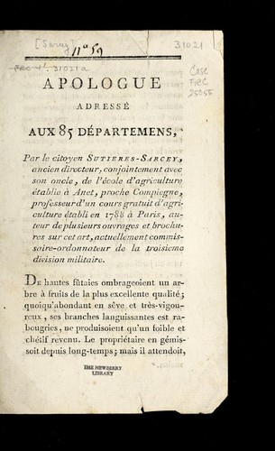 Apologue adresse  aux 85 de partemens