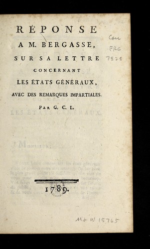 Re ponse a M. Bergasse