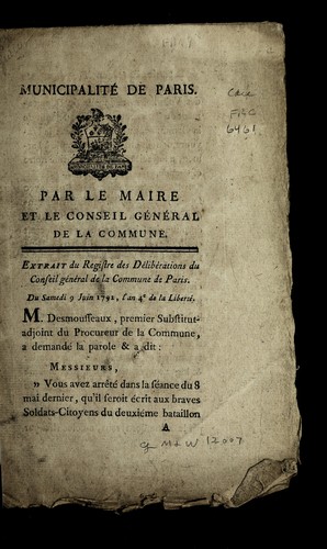 ... Extrait du registre des de libe rations